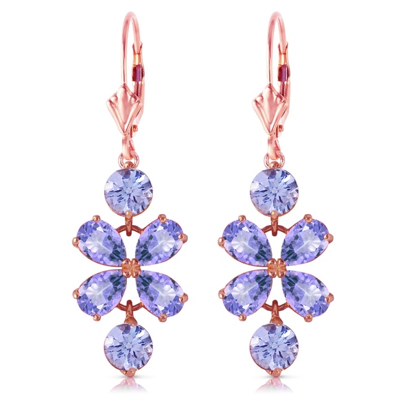 GOLD CHANDELIERS EARRING WITH NATURAL TANZANITES